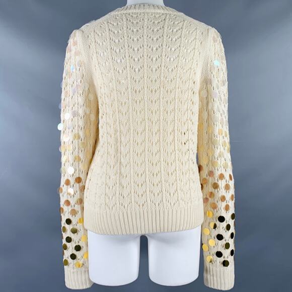 MARC JACOBS Size M Cream Gold Wool Cashmere Payettes Sweater - Picture 3 of 7